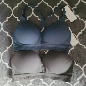 Uniqlo Wireless T Shirt Bra Size Xsmall Active Crossback Blue Gray Lot of 2 Nwt